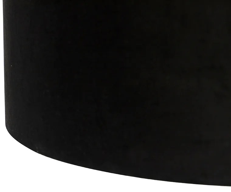 Lampada a sospensione nera con paralumi in velluto nero e oro 35 cm 2 luci - Blitz