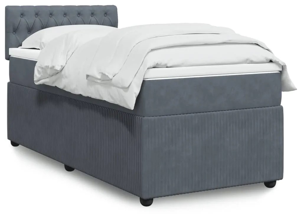 Giroletto A Molle Con Materasso Grigio Scuro 80x200 Cm Velluto /