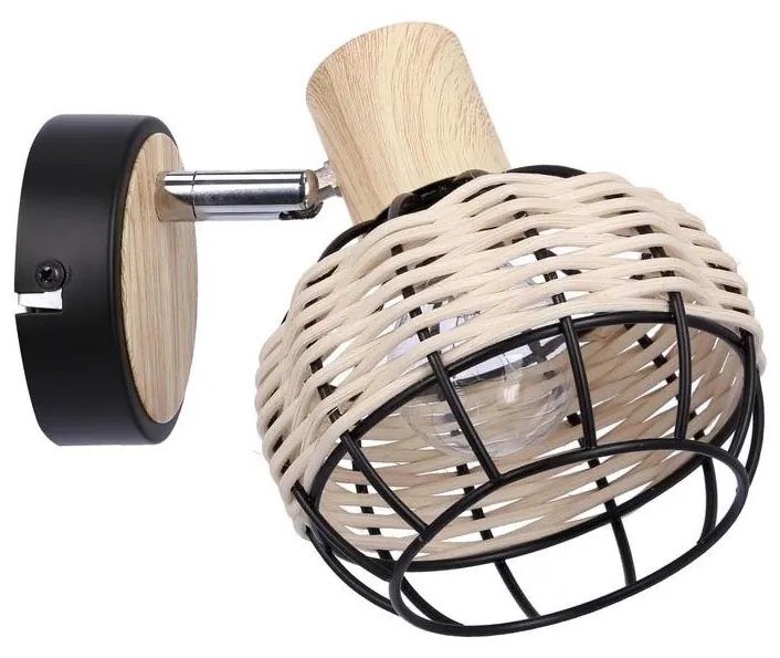 Faretto da parete TAJGA 1xE14/40W/230V rattan/nero