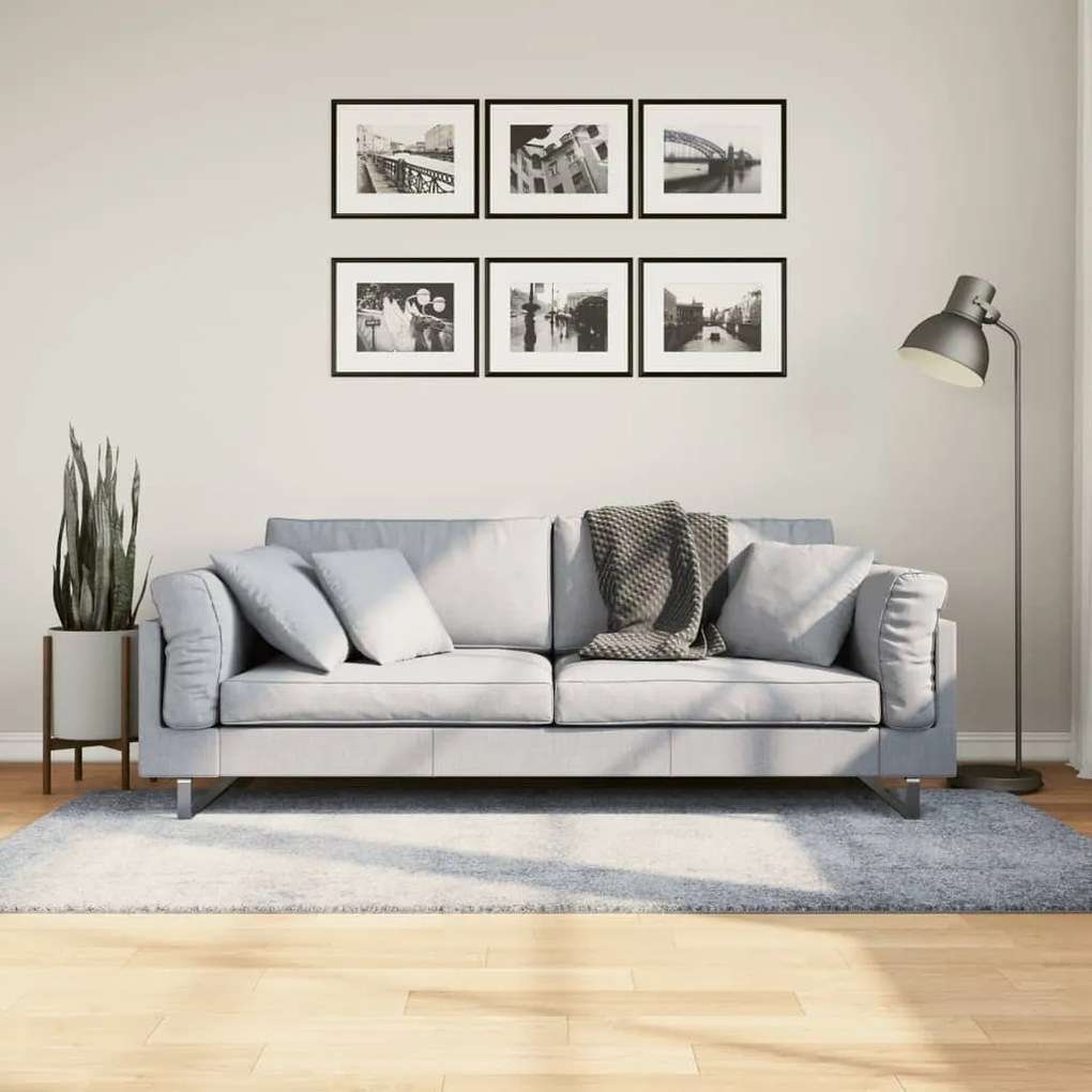 Tappeto Shaggy Pamplona A Pelo Lungo Moderno Blu 100x200 Cm /