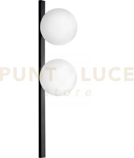 Applique a parete enoire nera e opale 2 luci attacco e14 14x14x60cm...