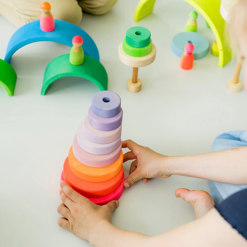 Grimm's - Torre impilabile conica - rosa neon