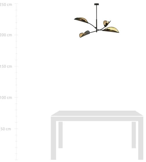 Lampadario a sospensione con supporto rigido LOTUS 4xE14/10W/230V nero/oro