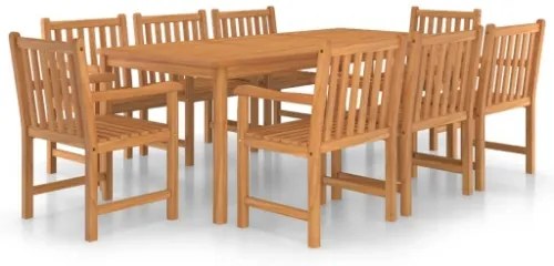 Set da Pranzo per Esterni 9 pz in Legno Massello di Teak