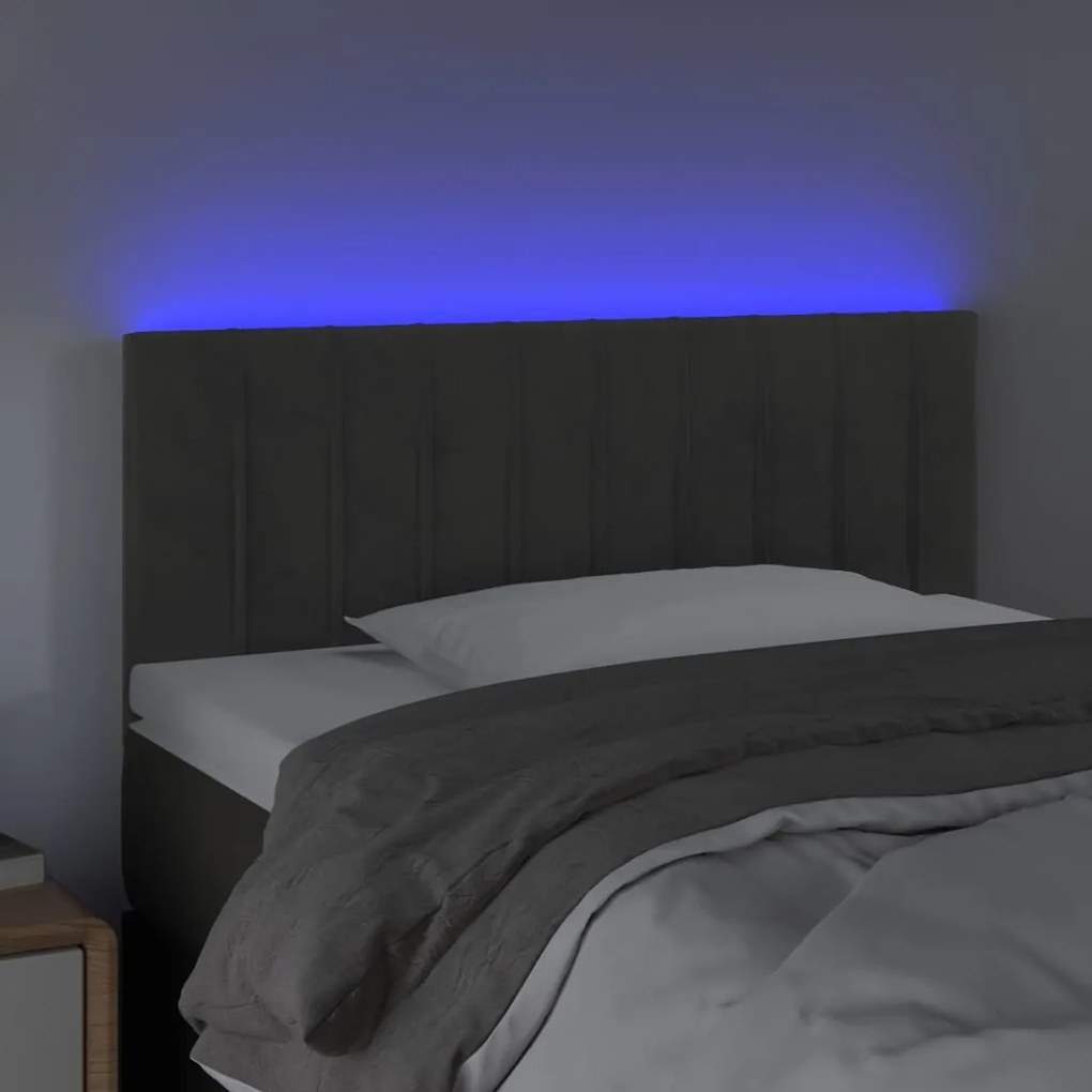 Testiera a led grigio scuro 100x5x78/88 cm in velluto