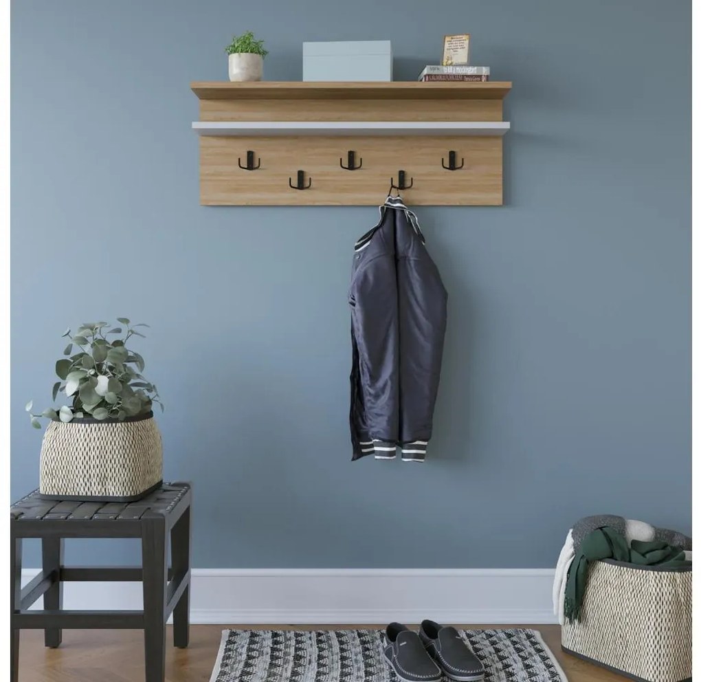 Appendiabiti a parete ROLKER 90x31,4 cm marrone