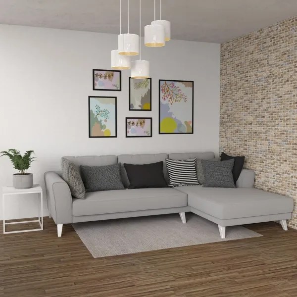 Lampadario a sospensione con filo LOFT SHADE 5xE27/60W/230V bianco/oro