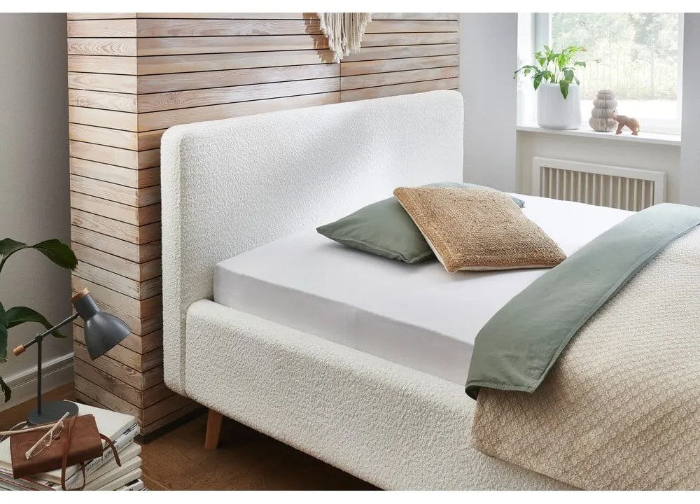 Letto matrimoniale imbottito bianco con contenitore con rete inclusa 160x200 cm Mattis – Meise Möbel