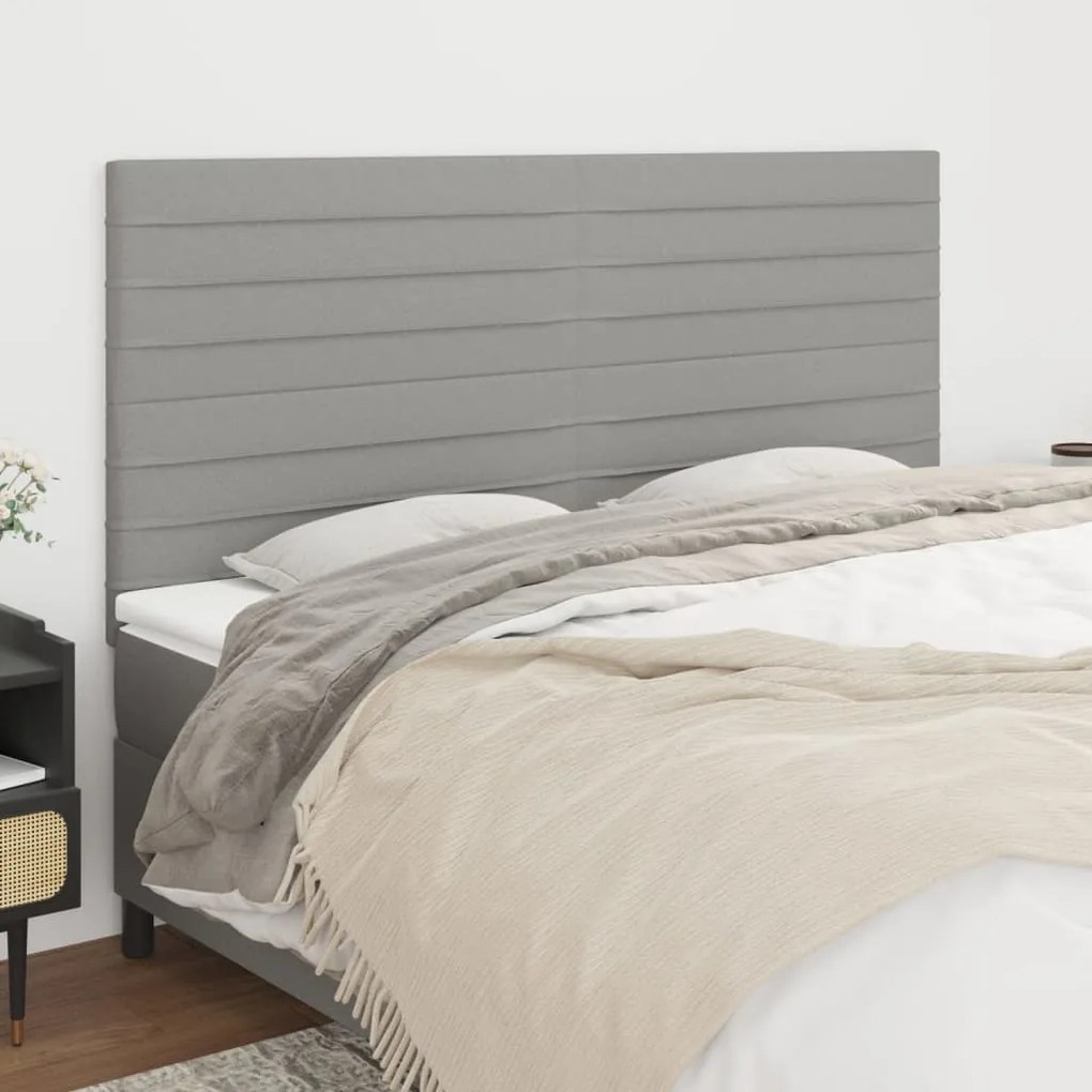 Testiera 4 Pz Grigio Chiaro 90x5x78/88 Cm İn Tessuto /