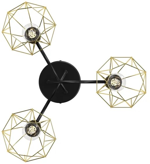 Lampadario a plafone BERGEN 3xE27/60W/230V nero/oro