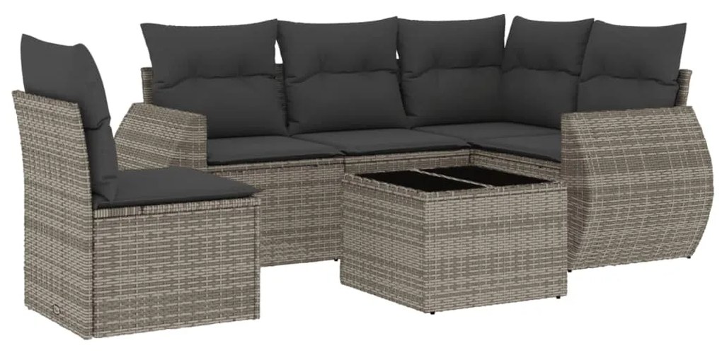 Set divano da giardino 6 pz con cuscini grigio in polyrattan