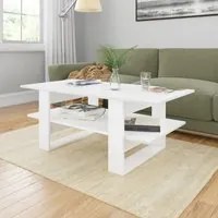 Tavolino da Caff Bianco Lucido 110x55x42 cm in Truciolato 800546