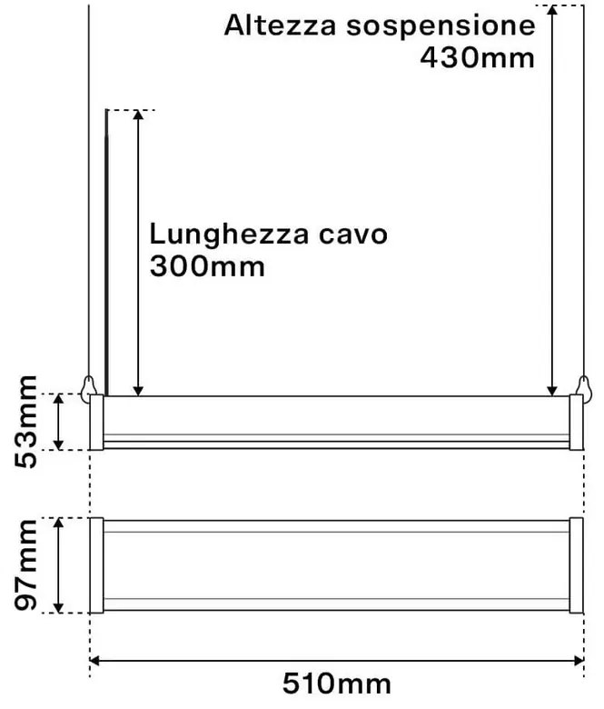 Campana Lineare LED 100W 51cm Sospesa 11.000 lm Colore Bianco Naturale 4.000K