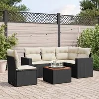 Set Divano da Giardino 6 pz con Cuscini Nero in Polyrattan 3224124