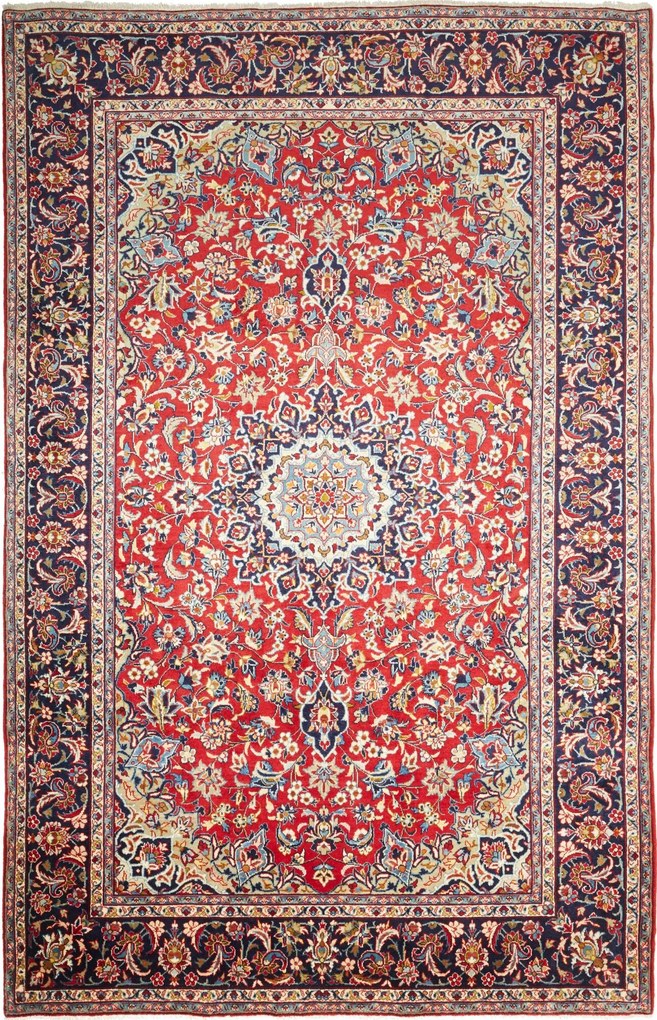 Najafabad Tappeto 220x340 Blu (Iran) Annodato A Mano