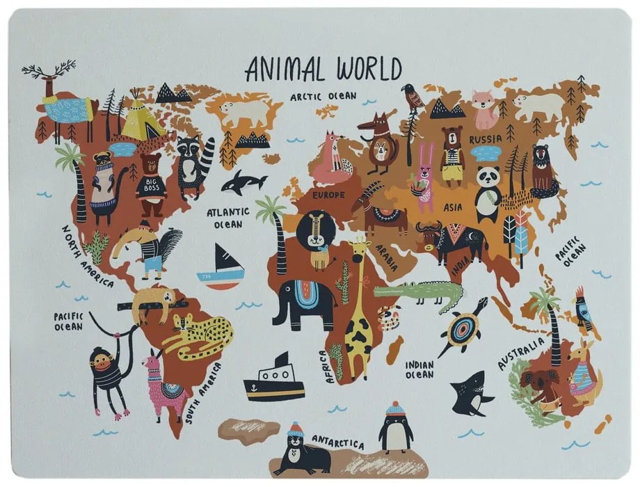 Tappetino da tavolo, 55 x 35 cm Animals Worldmap - Really Nice Things