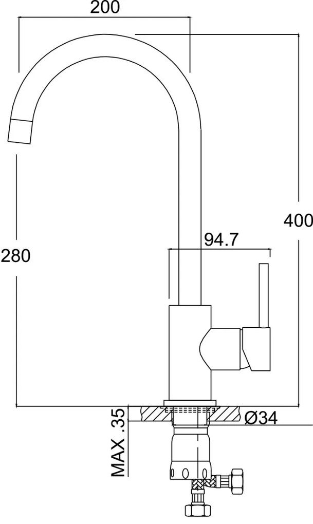 New Line Kt1 Miscelatore Cucina Con Cartuccia In Ceramica In Acciaio Inox