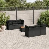 Set Divani da Giardino con Cuscini 7pz Nero Polyrattan 3223486