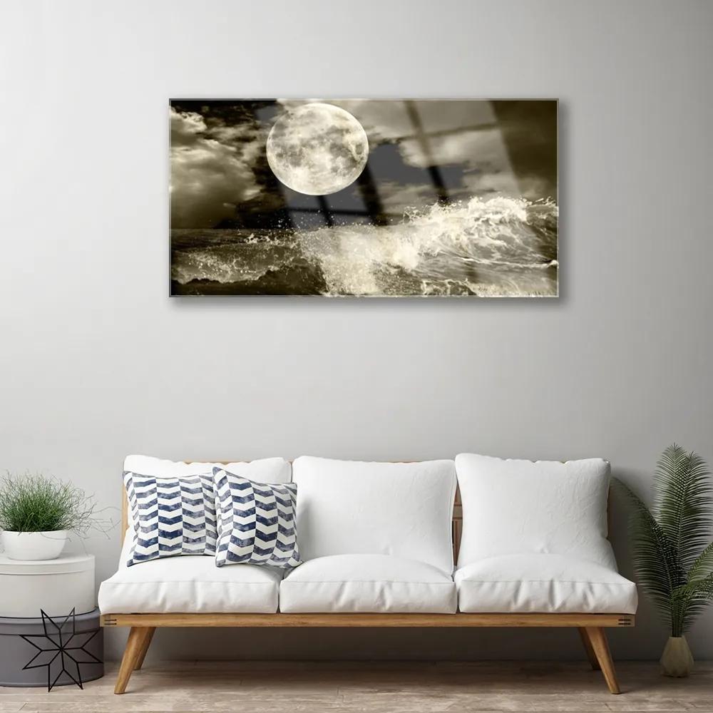 Quadro di vetro Paesaggio notturno della luna 100x50 cm