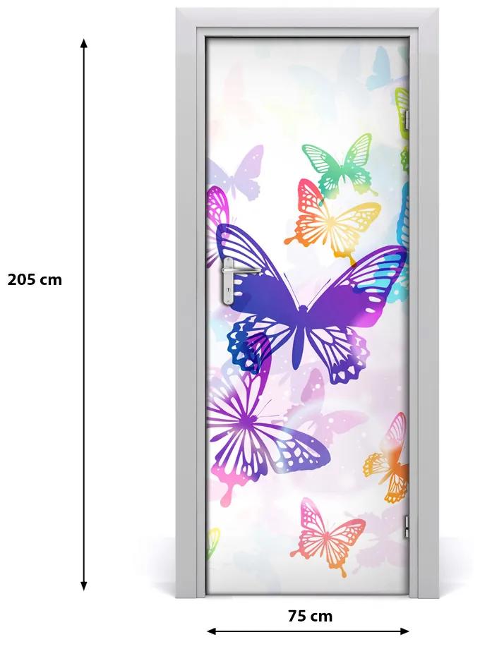 Adesivo per porta interna Farfalle colorate 75x205 cm