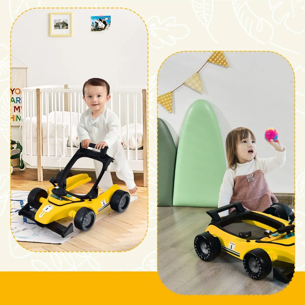 Costway Primi passi 4 in 1 per neonati con altezza e velocità regolabili, Primi passi a spinta con carillon con luci 10 Colori