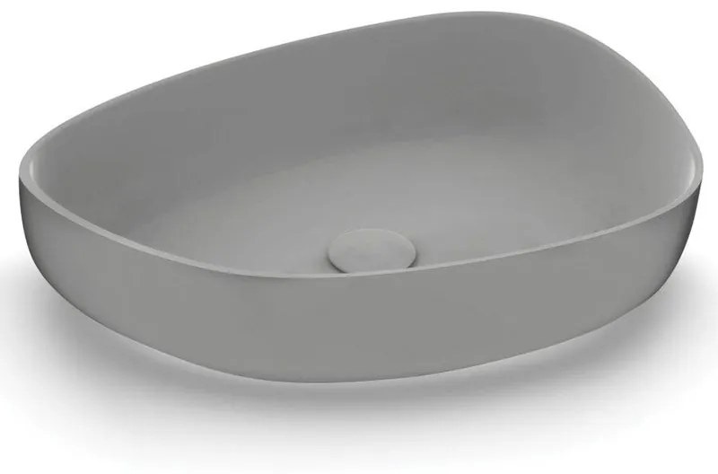 Lavabo da appoggio irregolare in ceramica L 55 x P 40 x H 14 cm grigio