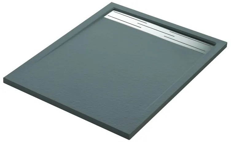 Piatto doccia SENSEA in resina Neo Metal Grid L 70 x L 90 x H 3 cm antracite opaco effetto pietra