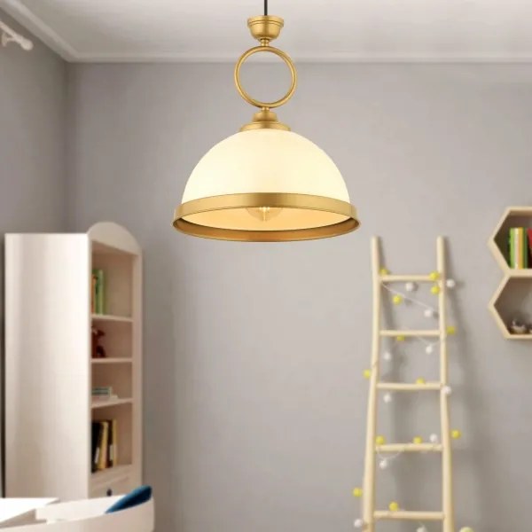 Lampadario a sospensione su cavo MONZA 1xE27/40W/230V diametro 26 cm crema/bronzo
