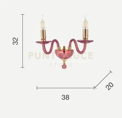 Applique  paganini rubino cromo 2 luci attacco e14 h.32cm
