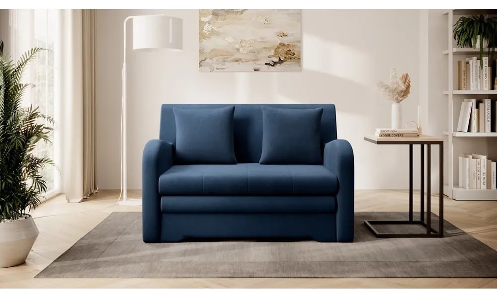 Divano blu allungabile e rivestimento in velluto 130 cm Ario – ELTAP