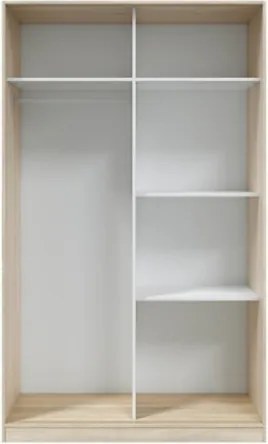 Armadio Guardaroba Appendiabiti 2 Ante Scorrevoli 120 Cm Rovere Canadian Bianco TOP120F