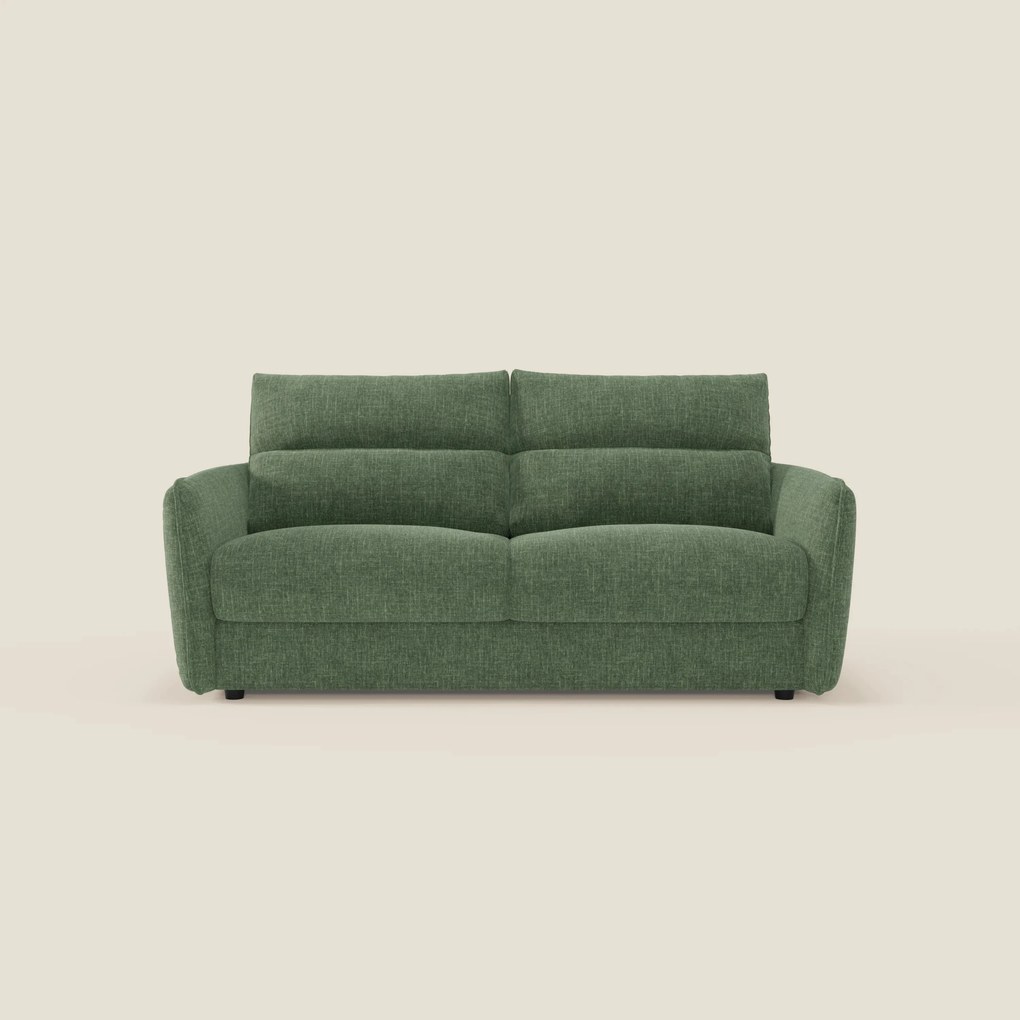 Elios Divano letto con morbidi cuscini spalliera in tessuto smacchiabile T24 verde oliva