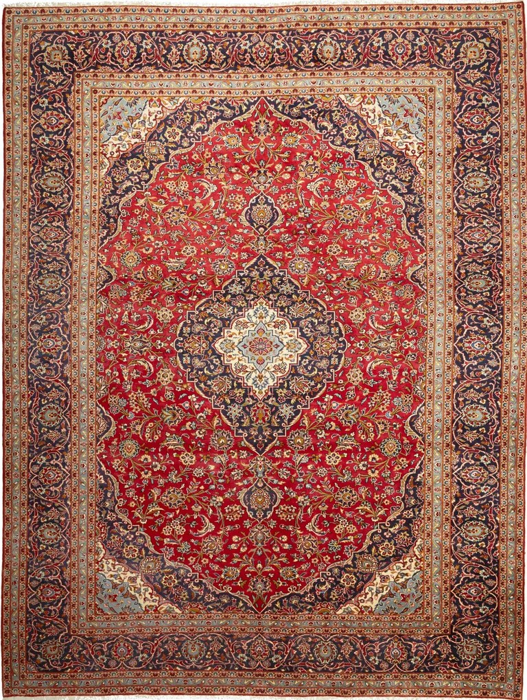 Kashan Tappeto persiano 390 x 320 Rosso (Iran) Annodato A Mano