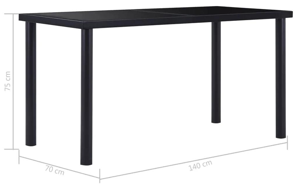 Tavolo da Pranzo Nero 140x70x75 cm in Vetro Temperato