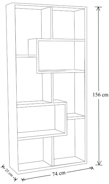 Libreria moderna in legno Bianco 74x156h cm ZIG ZAG
