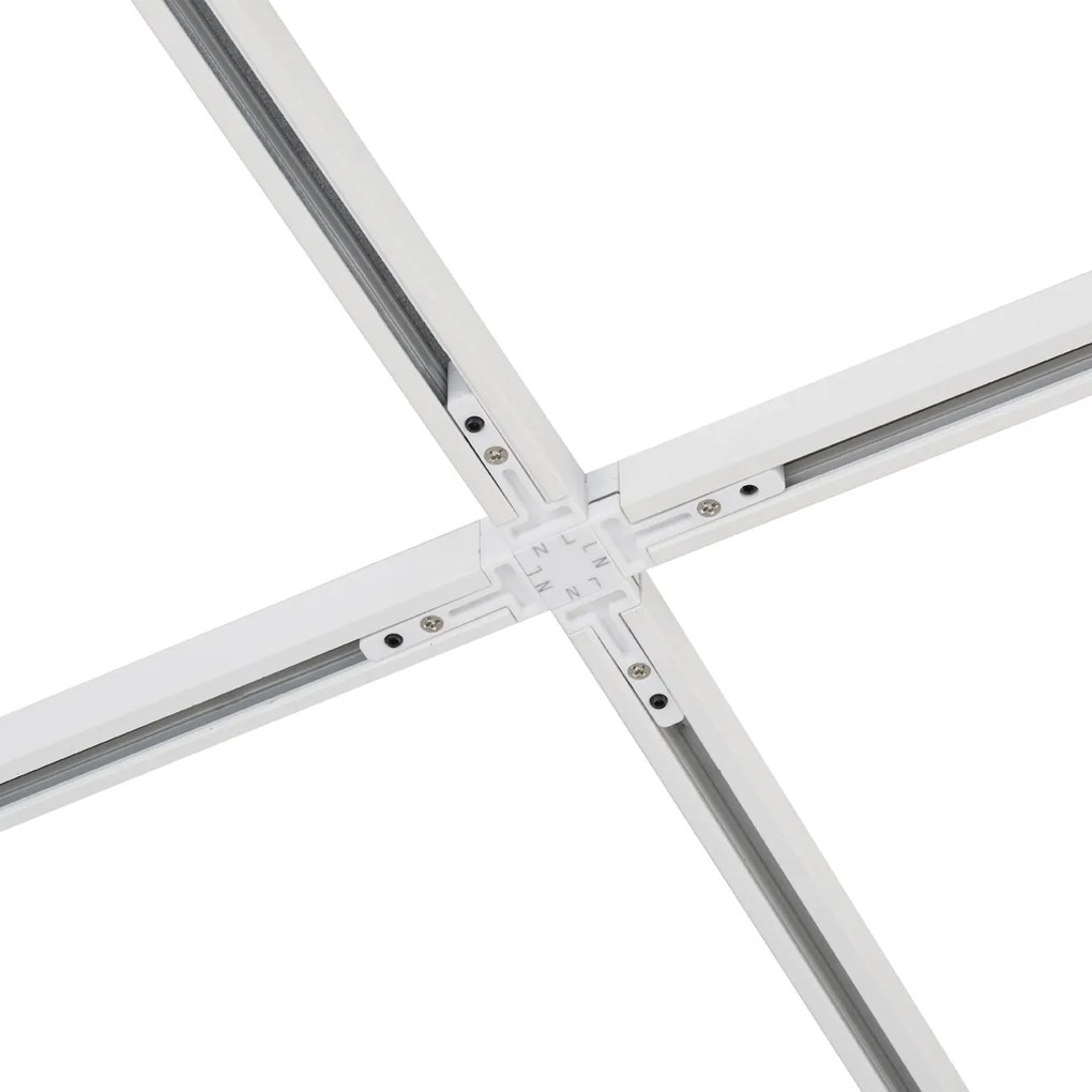 Sistema di illuminazione a binario moderno con 10 faretti bianchi monofase - Slimline Uzzy