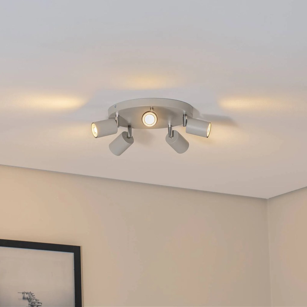 Luminex Faretto da soffitto Fun, grigio, Ø 30 cm, orientabile, GU10