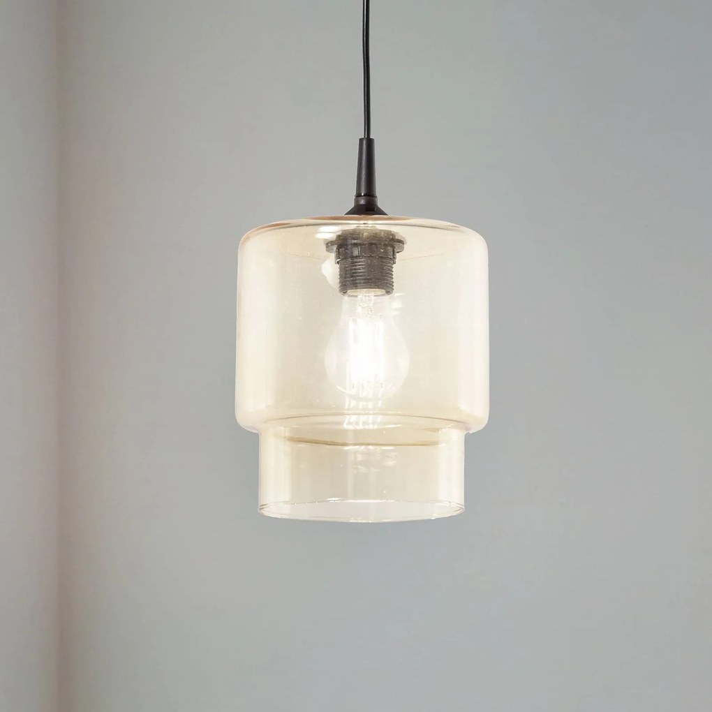 Lampada a sospensione in vetro Nesto Argon, dimmerabile, Crema / Ambra, Soggiorno / Sala da pranzo, Vetro, Lampada a sospensione