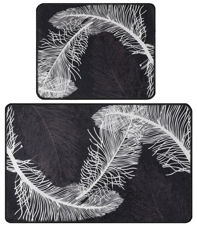 Set di tappetini per il bagno color antracite 2 pz 60x100 cm Alisan – Foutastic