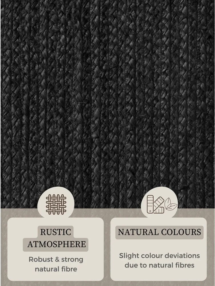 Tappeto nero in iuta reversibile/tessuto a mano 160x230 cm Braided – Hanse Home