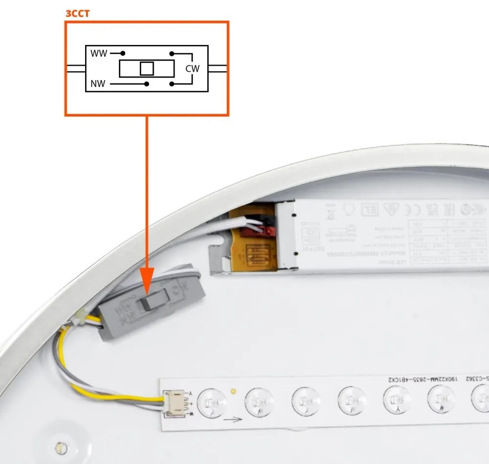 Plafoniera LED Rotonda 36W CCT, Ø500mm, Legno/Bianco Colore Bianco Variabile CCT