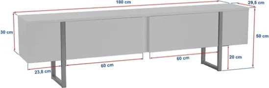 Mobile TV Da Terra 180 Cm A 2 Ante Bianco E Piedini Oro Serena