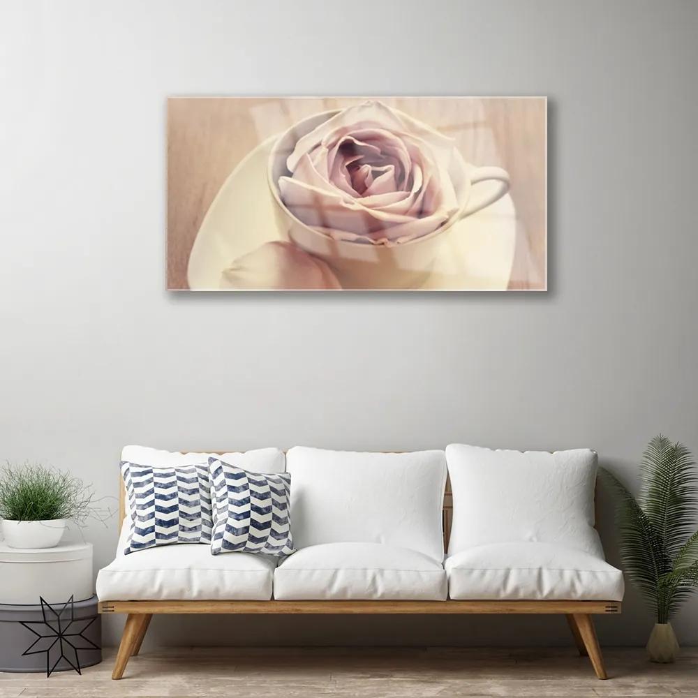 Obraz Akrylowy Kubek Róża Sztuka 100x50 cm