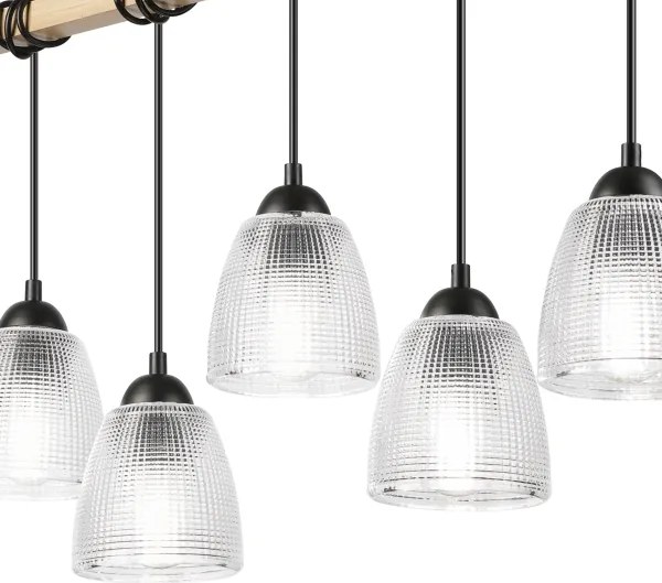 Lampadario su cavo LEANDRA 5xE27/15W/230V rovere/nero