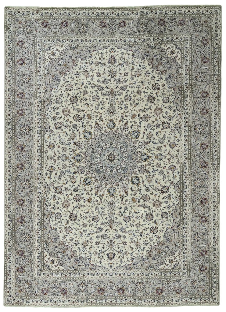 Kashan Tappeto 400 x 290 Beige (Iran) Annodato A Mano