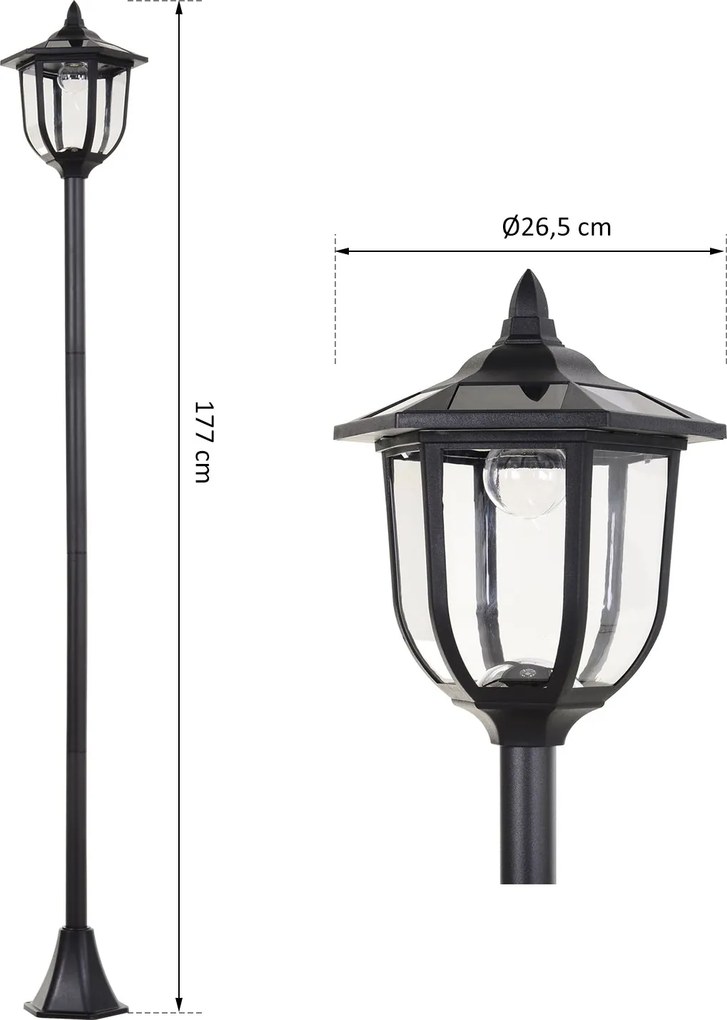 Lampione da Giardino LED a Energia Solare H177 cm Vincent...