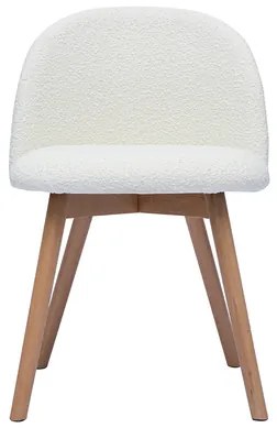 Sedie scandinave in tessuto effetto lana bouclé bianco e legno massello chiaro (set di 2) CELESTE