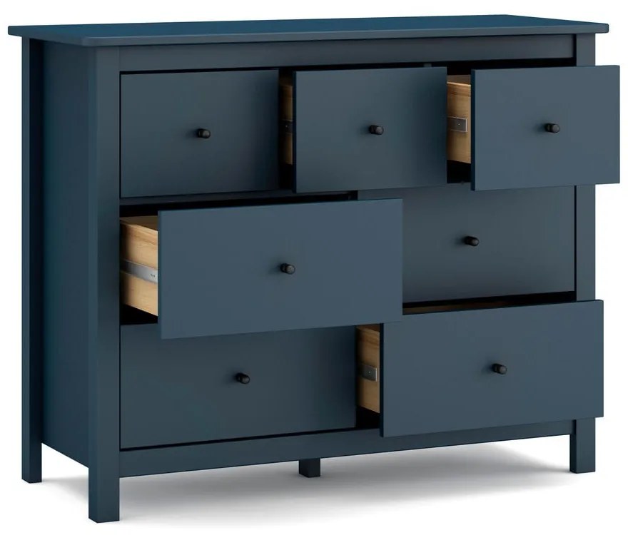 Cassettiera bassa blu scuro in legno di pino 110x80 cm Misti - Marckeric