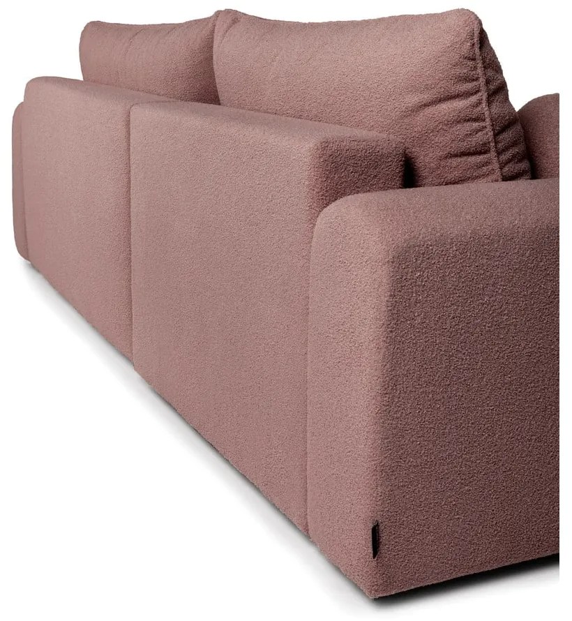 Divano angolare in rosa chiaro allungabile (con penisola a sinistra) con rivestimento in bouclé Quinoa – Bonami Selection