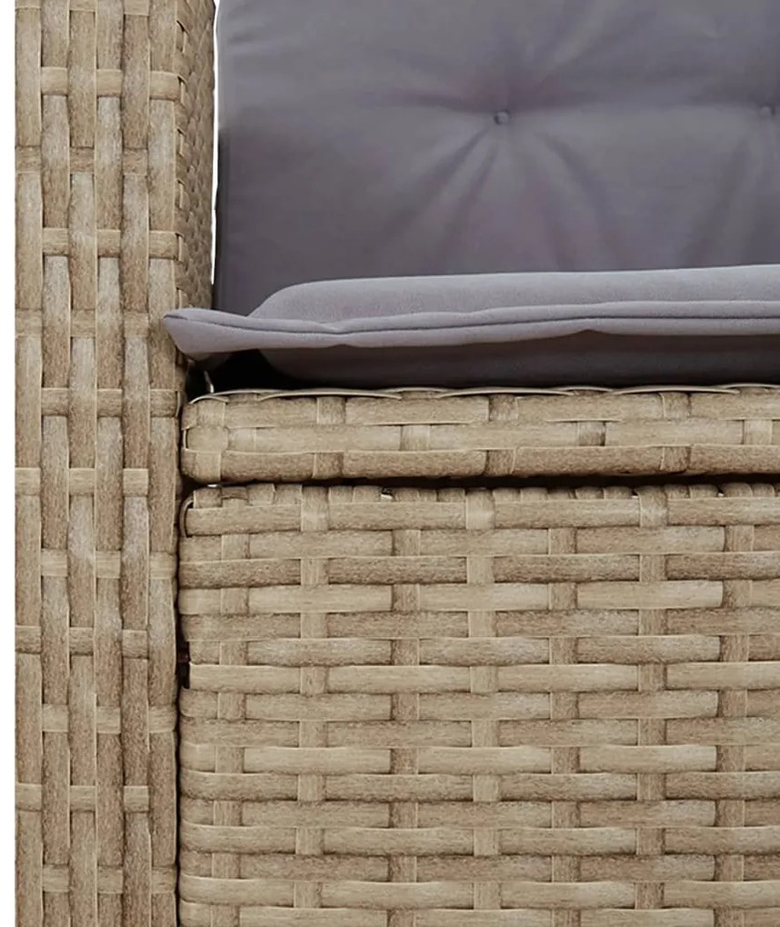 Set da pranzo da giardino 2 pz con cuscini beige in polyrattan